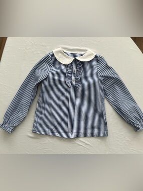 Jacadi Blue and White Striped Peter Pan Collar Blouse